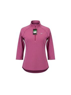 Nike Womens Pink Dri-Fit 3/4 Sleeve Zip Pullover Workout Shirt Sz  XL